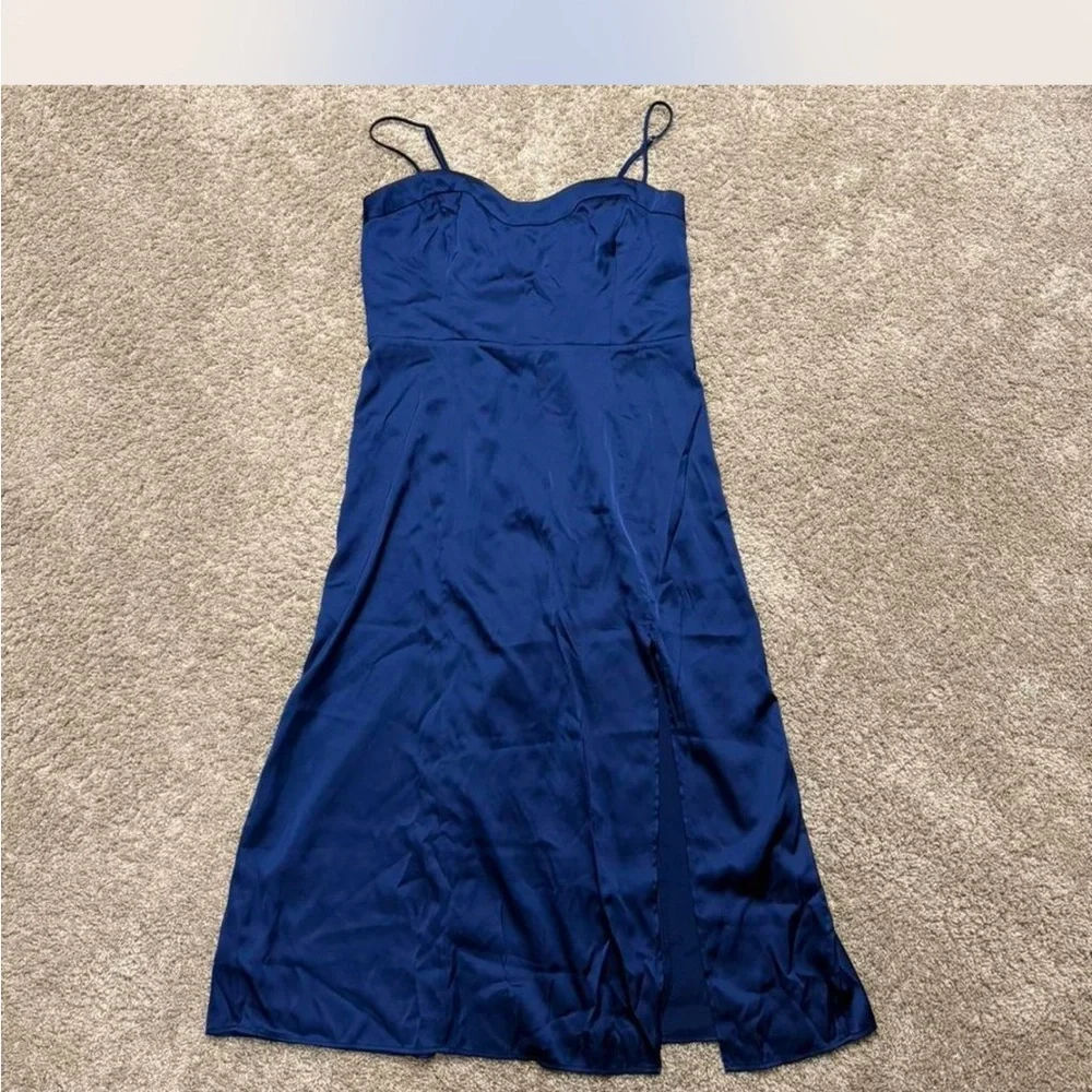 Abercrombie & Fitch Navy Blue Maxi Dress with Side Slit